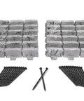 Stone-look pieces and spikes for No-Dig Landscape Edging Kit With Anchoring Spikes Stone-Look Garden Border 15 Foot Set 2.7 Inch Tall Slate Gray
