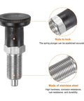 Built Like A Tank With Rustproof Stainless Steel This Ball Nose Spring Plunger features a black knob and stainless steel body.