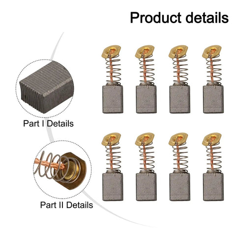 8Pcs Carbon Brush Replacement Compatible With RT0700CX3 RT0700C RT0701C Power Tools, detailed view of carbon brush and spring