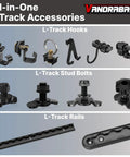 4 Pack Heavy Duty L Track Hooks With Single Stud Fitting, 200 Lbs Max Load, Tough As Nails Tie Down Accessories displayed