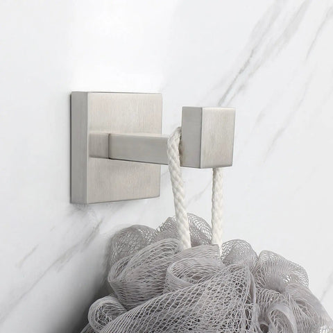 Rust Resistant 304 Stainless Steel Square Towel Hooks Set Of 3 Heavy Duty Wall Mounted Coat And Robe Hangers in brushed nickel