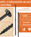 Heavy Duty Wood Structural Screws With Washer Head 6 Inch And 14 Gauge Star Drive Torx Bits Included Black Oxide Coated, close-up of screws.