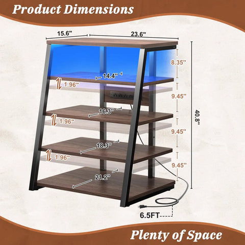 Rock Solid AV Media Stand With Zero Stress Assembly And Five Tier Adjustable Shelves For Stereo Racks And Compact Entertainment Centers A Total No Sweat Game Changer For Your Space