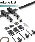 Carbon Steel Bifold Barn Door Hardware Kit For 32 Inch Closet Doors 3ft Track Smooth Quiet Black components