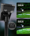 4 Pack Solar Spotlight Outdoor Lights Waterproof IP66 with adjustable brightness modes and 0-120° head, garden lighting