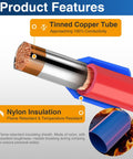 Cross-section of Beefy Heavy Duty AWG 6 Wire Ferrule Connectors with tinned copper tube and blue nylon insulation