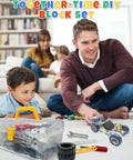 Family building car with 10 In 1 STEM Toys For Kids Ages 4 5 6 7 8 Build Kit With Electric Motor on carpet