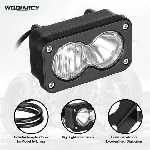 Dirt Bike Headlight Kit 10W LED Spotlight Flood Light With Plug And Play Harness And Switch, aluminum housing