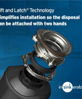 Lift and Latch technology of Half Horsepower Continuous Feed Garbage Disposal With Power Cord, Compact Badger Series