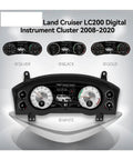 12.3 Inch LCD Dash Instrument Cluster Replacement For Toyota Land Cruiser LC200 2008 To 2020 With Digital Gauges Speedometer Plug And Play Fit Built In Circuit Board Stable Idle And Smooth Acceleration. Black LCD dash cluster shown in front view.
