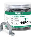 Heavy Duty 1 Inch Pvc Pipe Straps 16 Pack 2 Hole Plastic Conduit Clamps in a clear container for cable management.