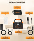 Off Grid Ready 519Wh Portable Power Station With 2 110V AC Outlets 500W Continuous Power Peak 1000W Powers 10 Devices package