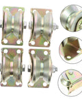 Beefed-Up Heavy Duty V Groove Sliding Gate Wheel Set 4 Pack Steel Track Casters in olive green for doors and furniture