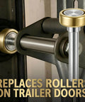 Close-up of installed steel wheel roller for 12 Pack Built Tough Heavy Duty Truck Trailer Door Rollers Replacement Parts