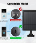 5W Solar Panel Charger For Video Doorbell Gen 2 2020 with compatibility for 2nd Gen release, micro USB charging port visible