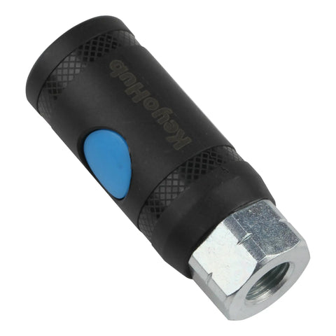 Push Button Safety One Quarter Inch Air Hose Fittings Quick Connect Couplers Steel With Zinc Plating front view