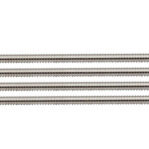 Four 12-inch, 1/2-13 fully threaded Zadery stainless steel rods (304)