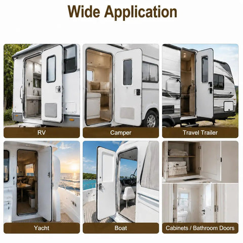 RV Magnetic Door Catch With Adhesive And Screw Mounting used on RV, camper, and travel trailer doors