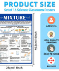 Classroom Chemistry Poster Set With 16 11x16 Inch Wall Charts, featuring mixture types and separation methods for science lessons