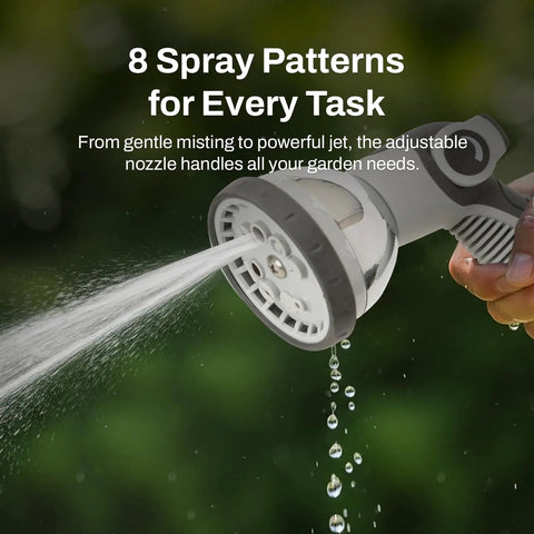 8 pattern nozzle of Battery Powered Wall Mounted Retractable Hose Reel With Automatic Retraction spraying water