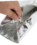 Close-up of Heavy Duty Aluminum Foil High Heat Resistant Arm Sleeves with adjustable snap for a secure fit.