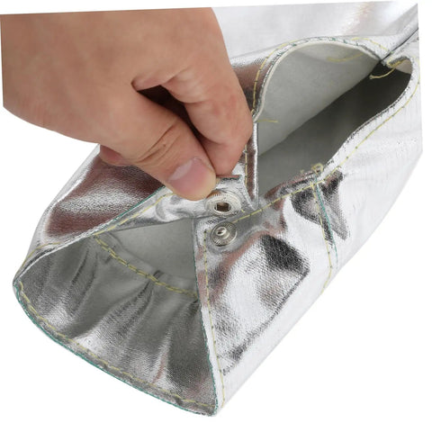Close-up of Heavy Duty Aluminum Foil High Heat Resistant Arm Sleeves with adjustable snap for a secure fit.