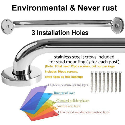 Two Pack 32 Inch Shower Grab Bars Set In SUS304 Stainless Steel Rustproof Bathroom Grab Bar Handles With Concealed Mount