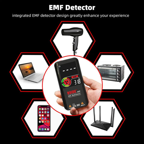 Rechargeable Multimeter And Voltage Tester Kit With Color LCD EMF Detector EMF tests on various devices.