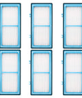 Set of six Post Filter Replacement HAPF30AT Pack for AER1 Series True HEPA Filters for Holmes Purifiers, white pleated filters.