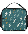 Lightning Bolt Insulated Lunch Bag For Kids And Adults With Sturdy Shoulder Straps, grab-and-go teal polyester lunch bag with side pockets