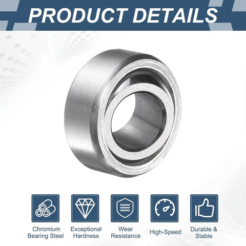 2 Pack COM6T Spherical Plain Bearings 3/8 X 13/16 X 13/32 Chrome Steel Heavy Duty Industrial Grade Bushings detailed view