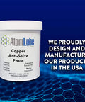 Copper Anti Seize Paste For High Temp Assembly Lube On Threaded Fasteners And Fittings Heavy Duty High Performance Anti Rust Lubricant In A One Pound Jar Six Pack, jar view with label