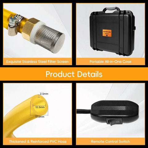 12V Fuel Transfer Pump Delivers Up To 120 Gallons Per Hour For Gas Or Diesel, Includes Carrying Case and Accessories