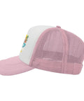 Side view of Pink Lightweight Mens Beach Cap With Adjustable Buckle Distressed Washed Low Profile Baseball Hat for sun protection