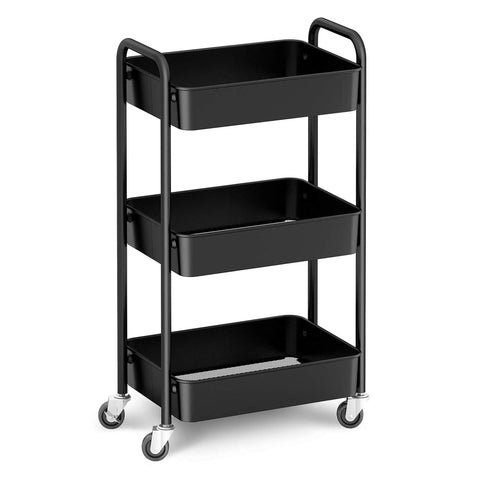 3 Tier Rolling Metal Storage Organizer Cart With Caster Wheels Mobile Utility Kitchen Cart For Home Office Garage And Craft Space Durable