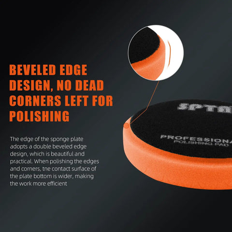 Close-up of 5.5 Inch Buffing Polishing Pads Kit For Rotary Buffer Polisher, showcasing double beveled edge design for efficiency.