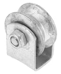 4-inch V-groove gate wheel for sliding gates and industrial pulley systems, made of durable stainless steel for heavy-duty use