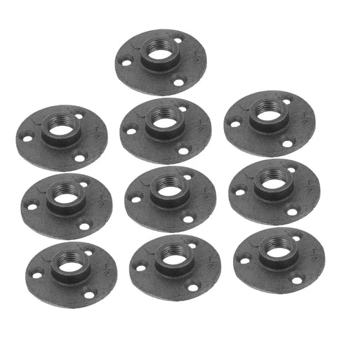 Decorative Floor Flange Set Of 10 Malleable Iron Fittings For DIY Projects And Vintage Home Decor Easy Install Compatible With Cast Iron Construction Durable