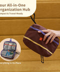Water Resistant Travel Toiletry Bag With Hidden Carabiner Hook And Hanging Loop for gym and bathroom storage