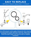 Rotating Spout Kitchen Faucet O Ring Kit Replacement Includes Two Sets Of Three O Rings Easy Install shown with instructions