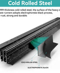 Cold rolled steel detail of Beefy Undermount Drawer Slides 260 Lb Load Capacity 16 Inch 1 Pair Full Extension Ball Bearing Concealed Rails