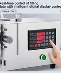 Semi Automatic Liquid Filling Machine With Dual Heads And Digital Control showing digital display for real-time filling data.