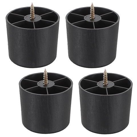 Four 2 Inch Plastic Furniture Legs Screw In Replacement Kit For Sofa Couch Chair Table Cabinet Beds with pre-drilled holes.