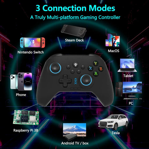 Ultimate Wireless Game Controller With Hall Effect Joysticks, 1000Hz Polling, Turbo Modes And Vibration compatible with multiple devices