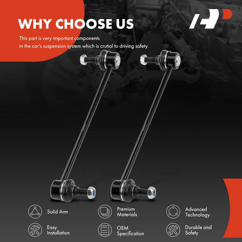 Two Front Sway Bar End Links Stabilizer Links For Mini Cooper 2002 Through 2015 1.6L L4 Models Replacement Pair