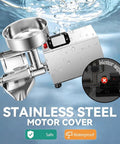 Heavy Duty Commercial Electric Tomato Strainer With Stainless Steel Food Press visible motor cover and feeding bowl.