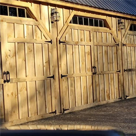 Badass Heavy Duty Iron Barn Door Hinges With Screws, 2 To 8 In Steel Pivot Plates For Wooden Gates And Sheds, Smooth Swing Built Tough installed on wooden gates.