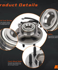Front Wheel Bearing And Hub Assembly For 2011 2014 Lincoln Navigation Ford F 150 And Expedition 6 Lug Front Left And Right With ABS For Two Wheel Drive Rides, showing product details with seal design, spline, and bolts.