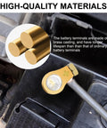 4 Piece Pure Copper Battery Terminal Clips For Top Post Batteries Positive And Negative Cable Connectors Beefy Heavy Duty Quick Release Clamps For Auto Car Truck RV Marine showing brass terminals