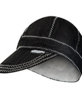 Reversible 8-Panel Welding Cap With Flame Resistant 240GSM Fabric And 100 Percent Cotton Lining for pros and DIY welders, black, side view.